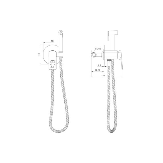 набор для гигиенического душа Wonzon & Woghand Frame WW-88829010-BGM (со скрытой частью) тёмный графит фото 6