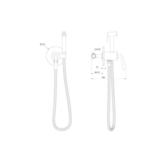 набор для гигиенического душа Wonzon & Woghand Steam WW-88829008-BGM (со скрытой частью) тёмный графит фото 6