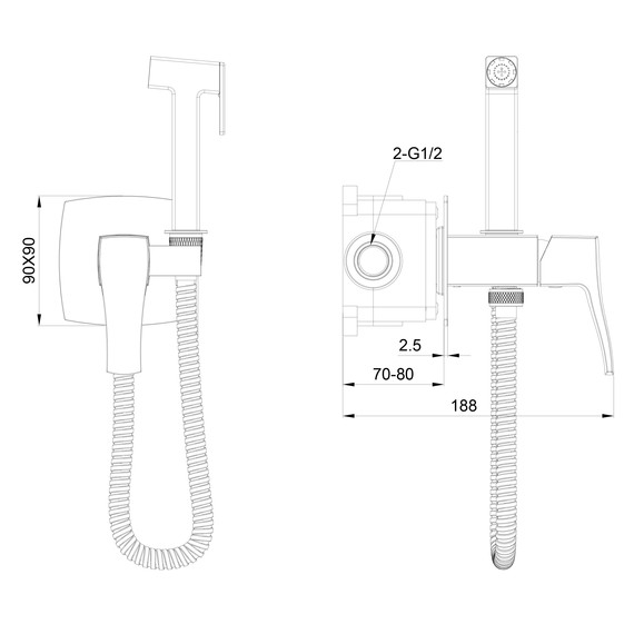 набор для гигиенического душа Wonzon & Woghand Flex WW-88829072-BG (со скрытой частью) золото фото 6