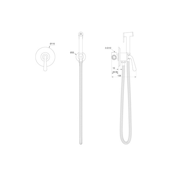 набор для гигиенического душа Wonzon & Woghand Steam WW-88849008-MB (со скрытой частью) чёрный фото 7