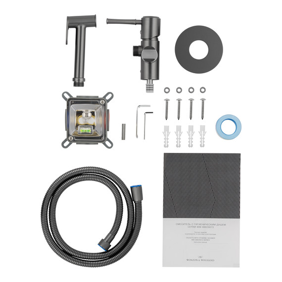 набор для гигиенического душа Wonzon & Woghand Tor WW-88829073-BGM (со скрытой частью) тёмный графит фото 5
