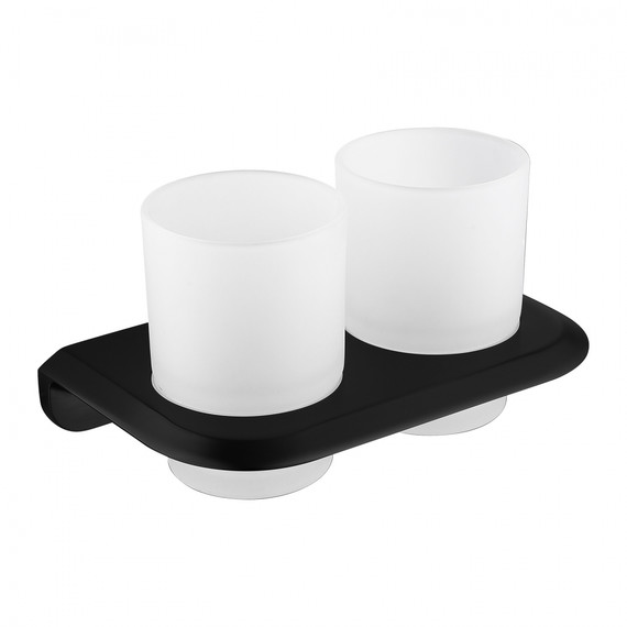 Стакан двойной для зубных щеток Abber Nord AA1557B, цвет чёрный матовый фото 