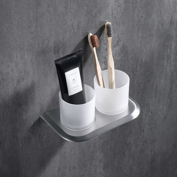 Стакан двойной для зубных щеток Abber Nord AA1557SP, цвет сатин фото 2