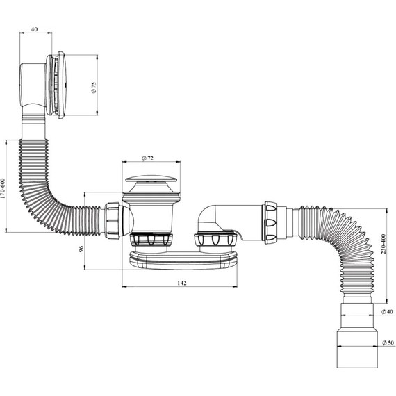 Сифон для ванны Unicorn S122E Click-clack фото 2