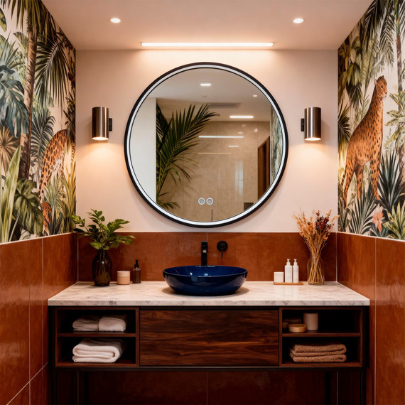 Зеркало Azario Димион 70 см АZ-LED010925 (подсветка, подогрев и сенсорный выключатель) чёрный матовый фото 3