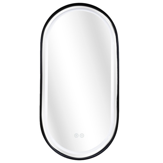 Зеркало Azario Блейк 50 см АZ-LED011125 (подсветка, подогрев и сенсорный выключатель) чёрный матовый фото 