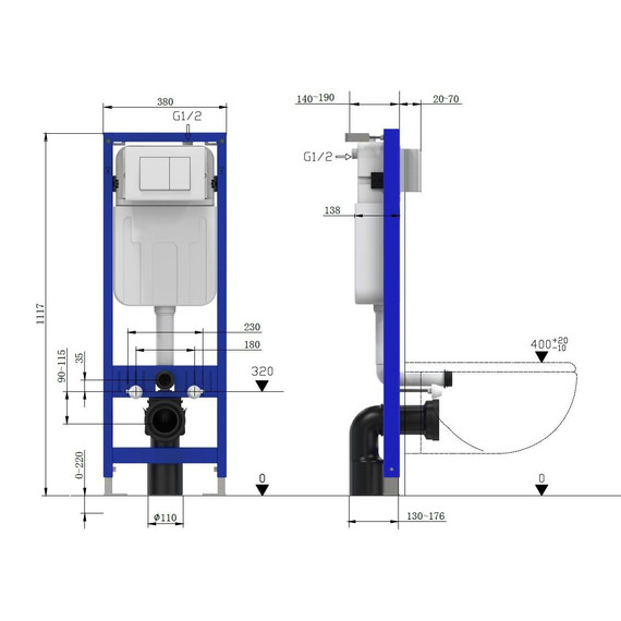 Инсталляция для унитаза Allen Brau Pneumatic Slim 9.11102.20 фото 2