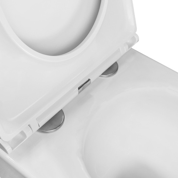 Унитаз подвесной безободковый Azario Nata AZ-5102T-WHT с тонким быстросъемным сиденьем микролифт (Система смыва торнадо) фото 6