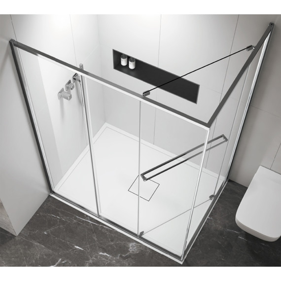 Душевое ограждение Azario Monako 100x100 см AZ-L47-100-MGR-CL, графит матовый/прозрачное фото 7