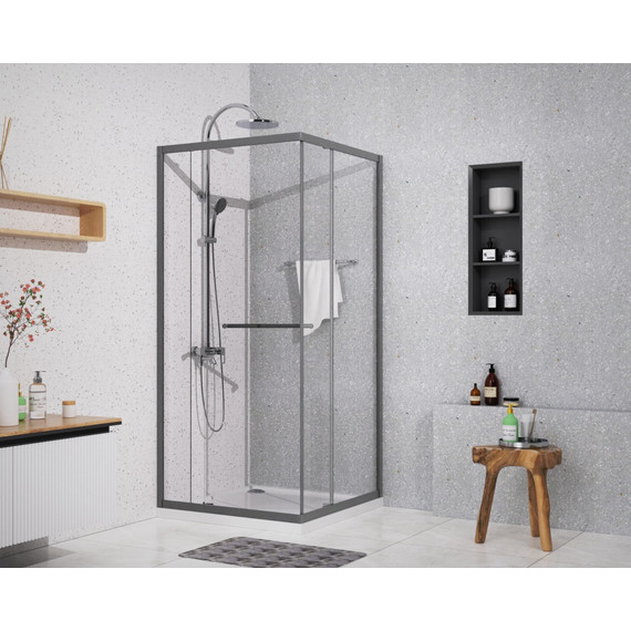 Душевое ограждение Azario Monako 90x90 см AZ-L47-90-MGR-CL, графит матовый/прозрачное фото 8