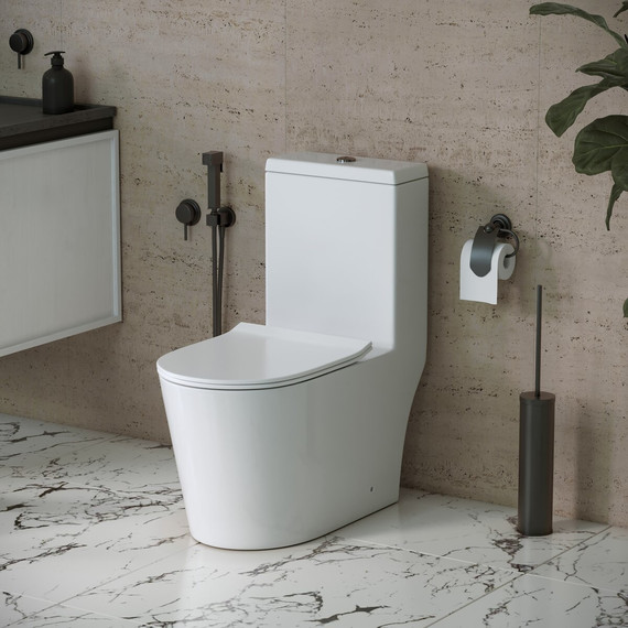 Унитаз-моноблок безободковый Grossman Classic GR-4487SQ с тонкой крышкой микролифт (система смыва Торнадо) фото 12