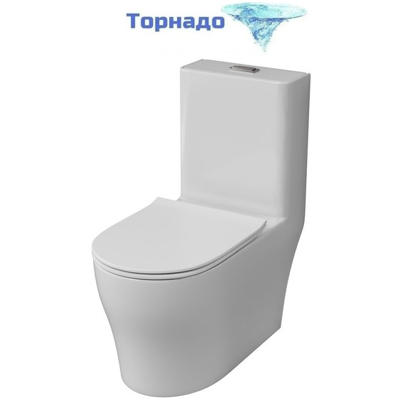 Унитаз-моноблок безободковый Grossman Classic GR-4488SQ с тонкой крышкой микролифт (система смыва Торнадо) фото 