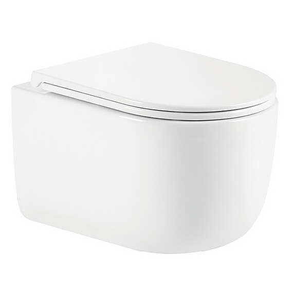 Унитаз подвесной безободковый Azario Serenata AZ-5101T-WHT с тонким быстросъемным сиденьем микролифт (Система смыва торнадо) фото 2