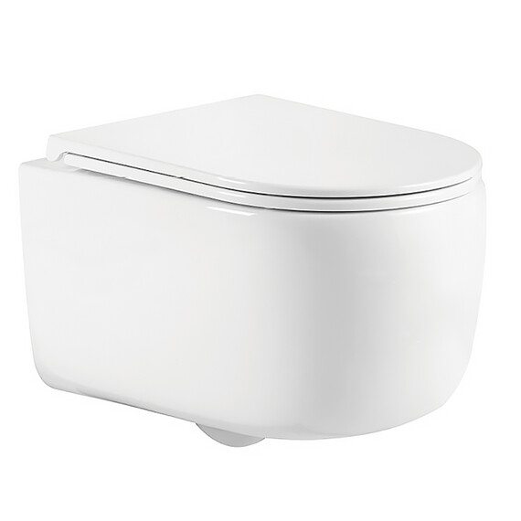 Унитаз подвесной безободковый Azario Nata AZ-5102T-WHT с тонким быстросъемным сиденьем микролифт (Система смыва торнадо) фото 2