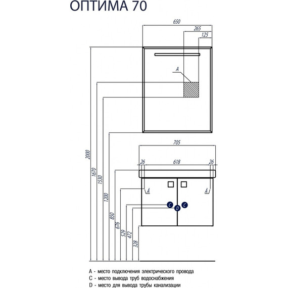 Зеркало Акватон Оптима 65 см 1A127002OP010 фото 3