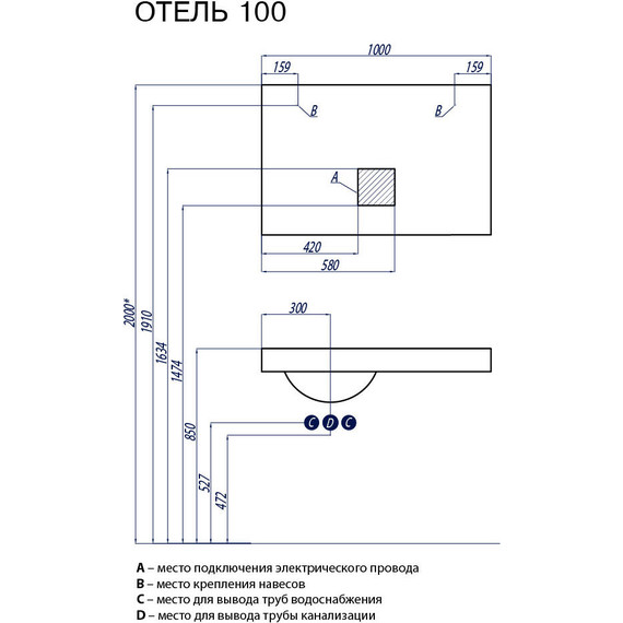 Зеркало Акватон Отель 100 см 1A107402OT010 фото 4