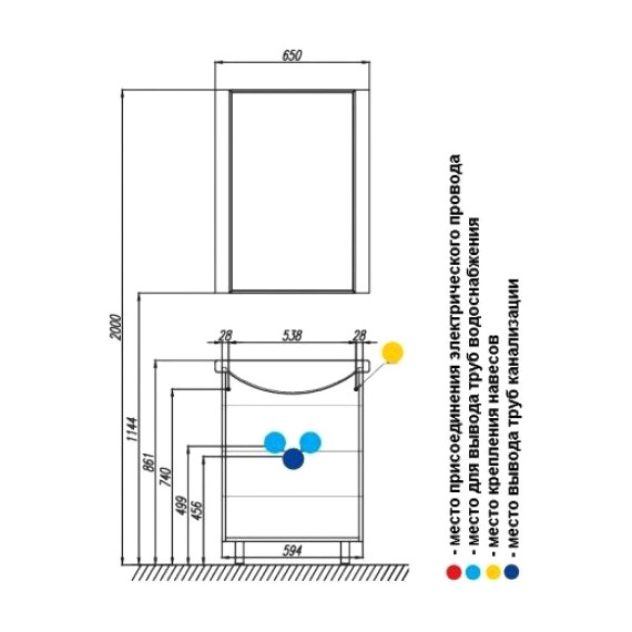 Зеркало Акватон ФИДЖИ 60 см 1A179502FG010 фото 3