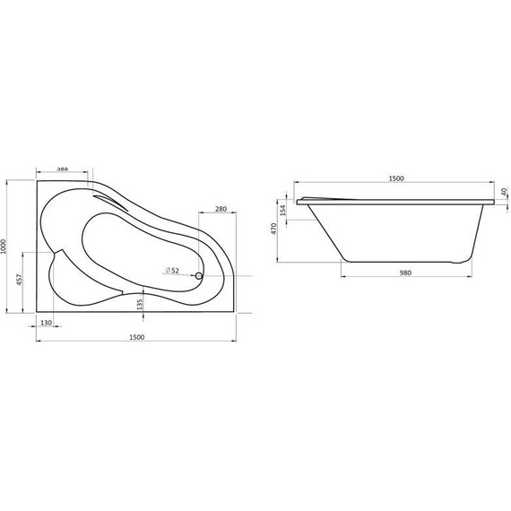 Ванна акриловая Santek Ибица 150x100 см 1.WH11.2.034 L, Размер - мм: 1500х1000 фото 2