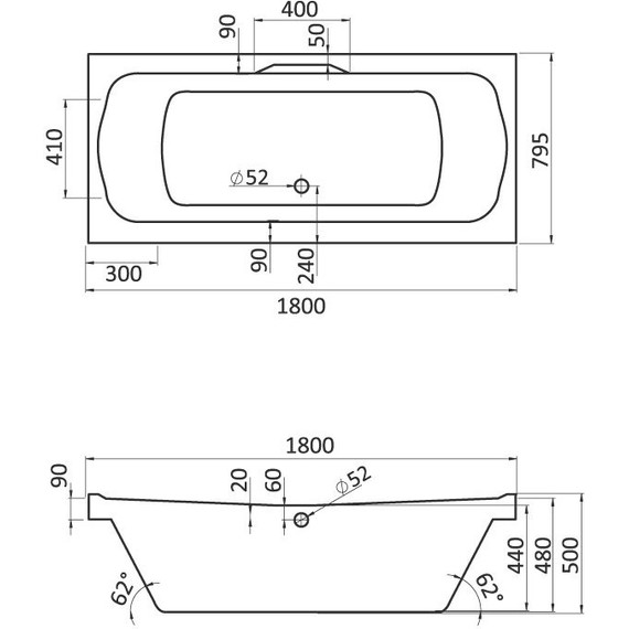 Ванна акриловая Santek Корсика 180x80 см 1.WH11.1.981 фото 2