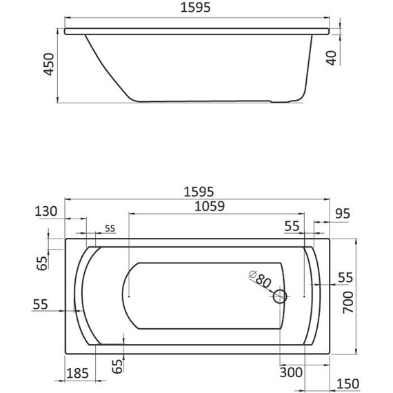 Ванна акриловая Santek Монако 160x70 см 1.WH11.1.977, Размер - мм: 1600х700 фото 3