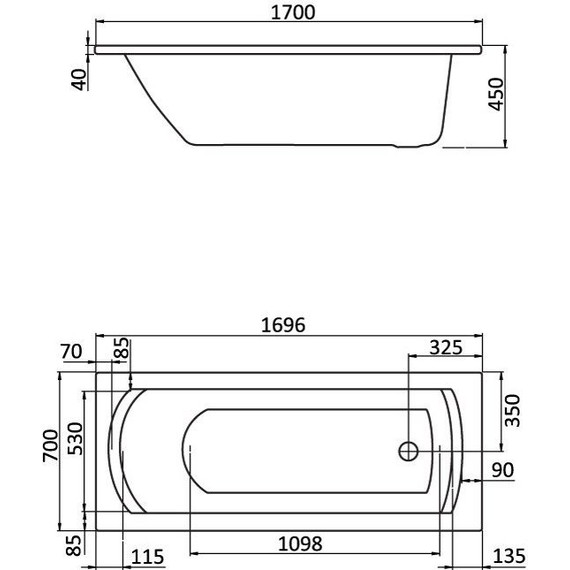 Ванна акриловая Santek Монако 170x70 см 1.WH11.1.979, Размер - мм: 1700х700 фото 4