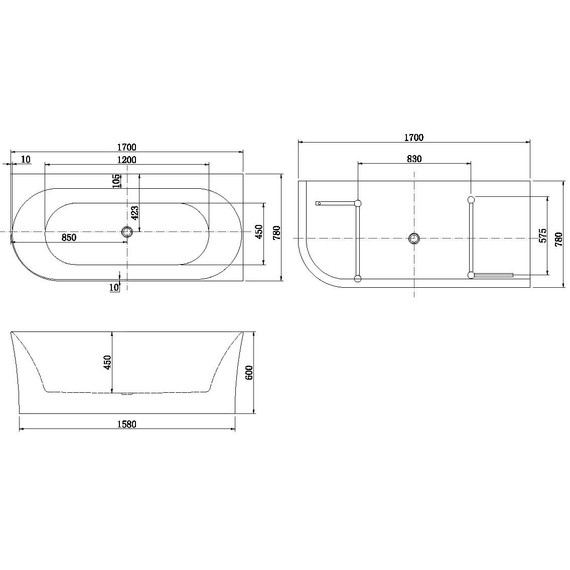 Ванна пристенная Allen Brau Priority 4 В 170x78 2.31004.20B фото 13