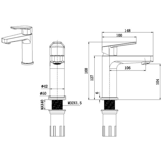 Смеситель для раковины Allen Brau Eclipse 5.E1001-31 (с донным клапаном) чёрный матовый фото 18
