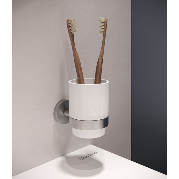 Стакан для зубных щеток Allen Brau Priority 6.31002-BN, цвет белый/никель браш фото 5