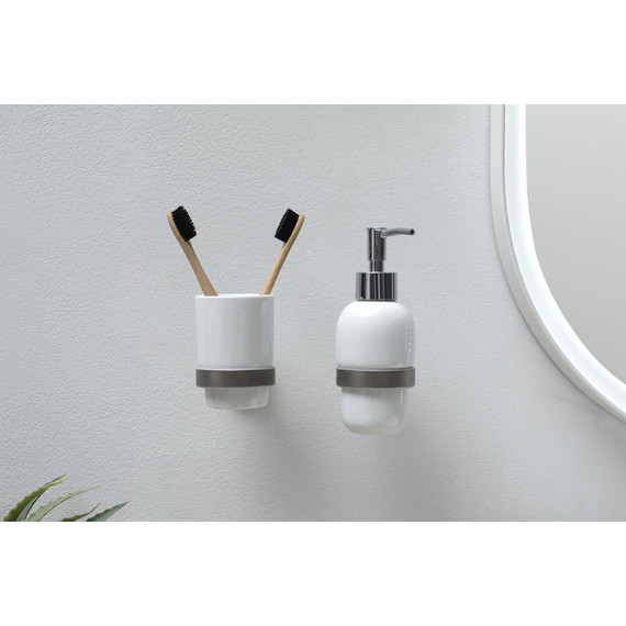 Стакан для зубных щеток Allen Brau Priority 6.31002-BN, цвет белый/никель браш фото 6