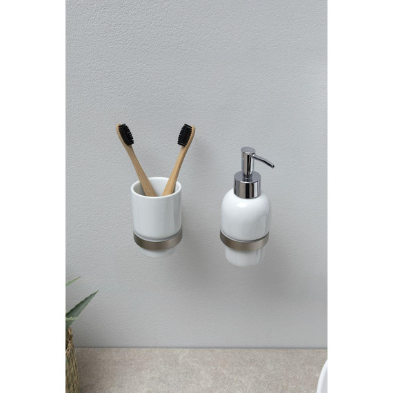 Стакан для зубных щеток Allen Brau Priority 6.31002-BN, цвет белый/никель браш фото 7