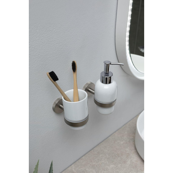 Стакан для зубных щеток Allen Brau Priority 6.31002-BN, цвет белый/никель браш фото 8