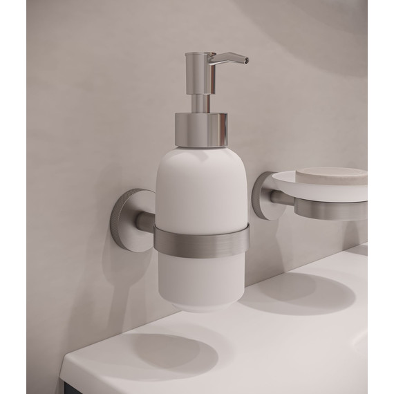 Дозатор для жидкого мыла Allen Brau Priority 6.31006-BN, цвет белый/никель браш фото 6