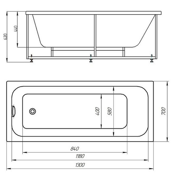Ванна акриловая Azario Bella 130x70 см AV.0020130 фото 9