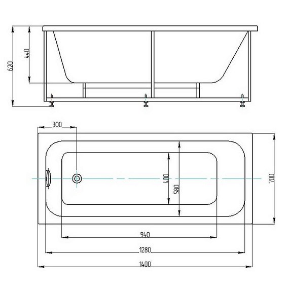 Ванна акриловая Azario Bella 140x70 см AV.0020140 фото 9