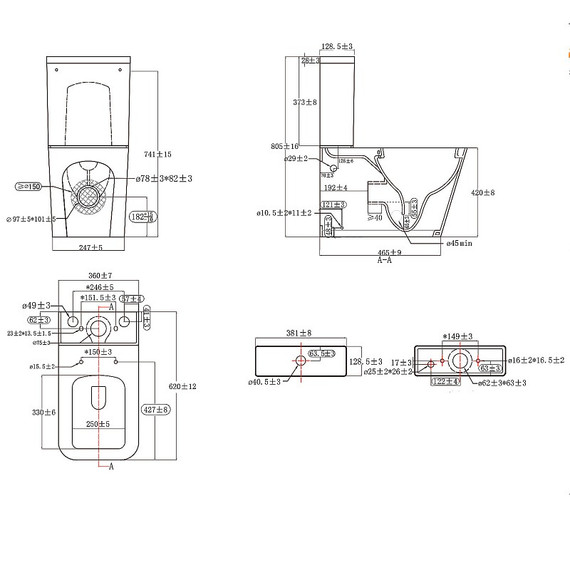 Унитаз-компакт безободковый Azario Terra AZ-1373AT с быстросъемным сиденьем микролифт (система смыва Торнадо) фото 12