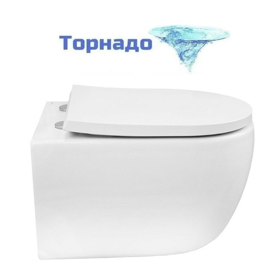 Унитаз подвесной безободковый Azario Rime AZ-1683WHD с быстросъемным сиденьем микролифт (система смыва Торнадо) фото 