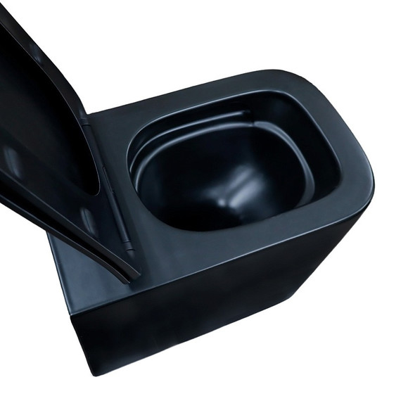 Унитаз подвесной безободковый Azario Cascad-Black AZ-2303A-MB с быстросъемным сиденьем микролифт (система смыва Торнадо) чёрный матовый фото 6