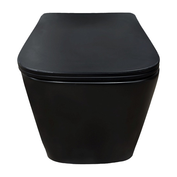 Унитаз подвесной безободковый Azario Cascad-Black AZ-2303A-MB с быстросъемным сиденьем микролифт (система смыва Торнадо) чёрный матовый фото 3