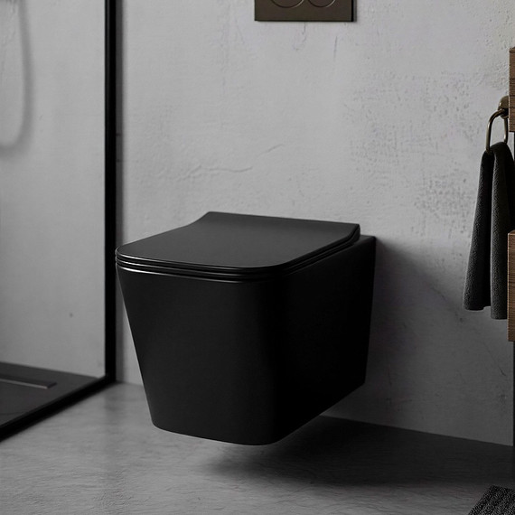 Унитаз подвесной безободковый Azario Cascad-Black AZ-2303A-MB с быстросъемным сиденьем микролифт (система смыва Торнадо) чёрный матовый фото 8