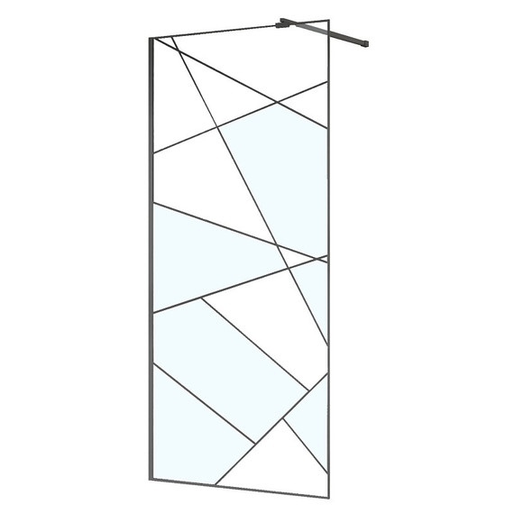 Душевая перегородка Azario Walk-in 110 см AZ-271-110-MGR-CGP (стекло 8 мм) графит матовый/узор фото 