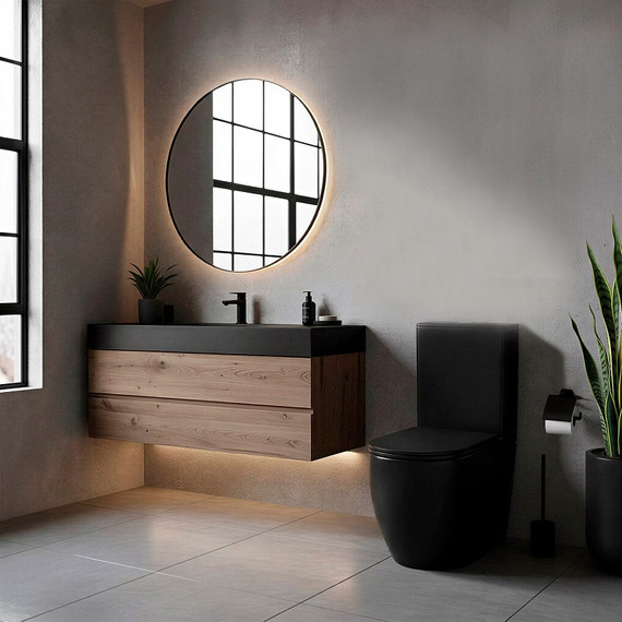 Унитаз-компакт безободковый Azario Cobalt-Black AZ-6089A-MB с быстросъемным сиденьем микролифт (система смыва Торнадо) чёрный матовый фото 10