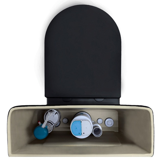 Унитаз-компакт безободковый Azario Cobalt-Black AZ-6089A-MB с быстросъемным сиденьем микролифт (система смыва Торнадо) чёрный матовый фото 8