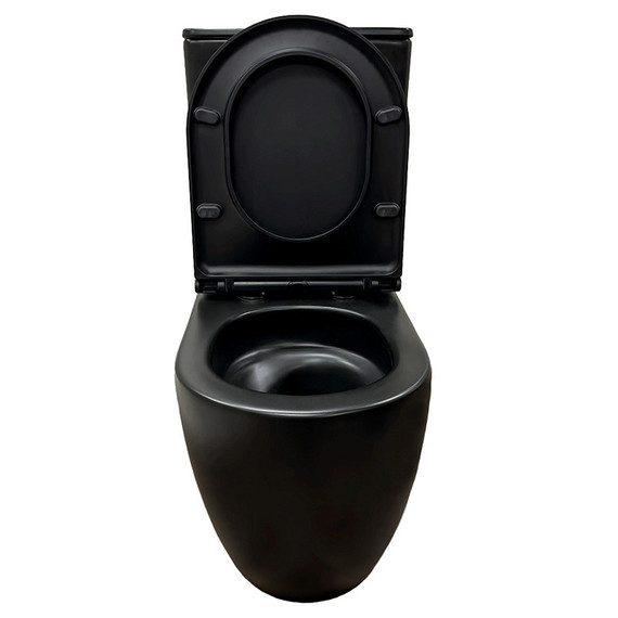 Унитаз-компакт безободковый Azario Cobalt-Black AZ-6089A-MB с быстросъемным сиденьем микролифт (система смыва Торнадо) чёрный матовый фото 4