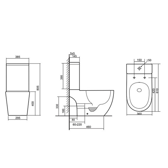 Унитаз-компакт безободковый Azario Cobalt-Black AZ-6089A-MB с быстросъемным сиденьем микролифт (система смыва Торнадо) чёрный матовый фото 12