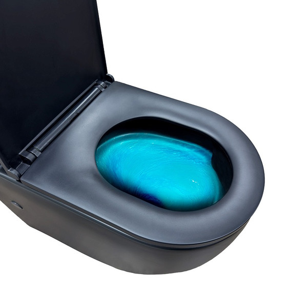 Унитаз-компакт безободковый Azario Cobalt-Black AZ-6089A-MB с быстросъемным сиденьем микролифт (система смыва Торнадо) чёрный матовый фото 7