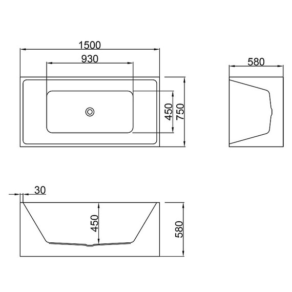 Ванна отдельностоящая Azario Katrina 150х75 см AZ-6601C-15075 фото 6
