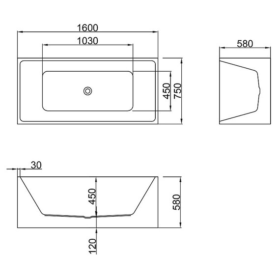 Ванна отдельностоящая Azario Katrina 160х75 см AZ-6601C-16075 фото 6