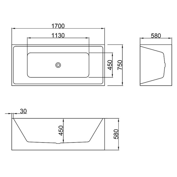 Ванна отдельностоящая Azario Katrina 170х75 см AZ-6601C-17075 фото 6