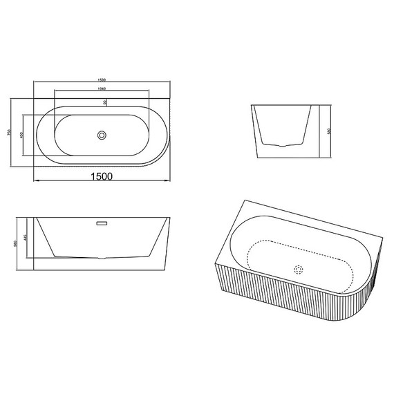 Ванна акриловая Azario LAGO GARDA 150x75 см AZ-6724-A2 L 15075 с каркасом фото 6