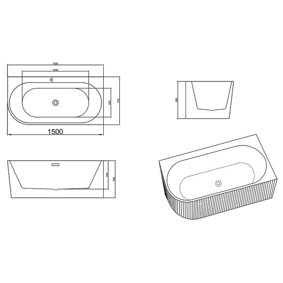 Ванна акриловая Azario LAGO GARDA 150x75 см AZ-6724-A2 R 15075 с каркасом фото 6